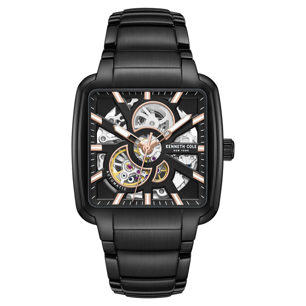 Kenneth Cole Automatic Black Dial With Black Stainless Steel Strap Watch For Men KCWGY0046503MN