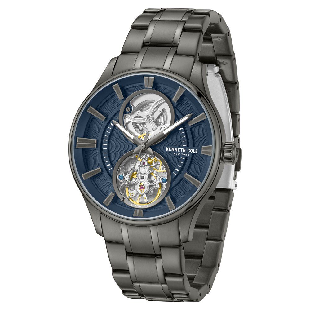 Kenneth Cole Automatic Blue Dial With Grey Stainless Steel Strap Watch For Men KCWGY0049803MN