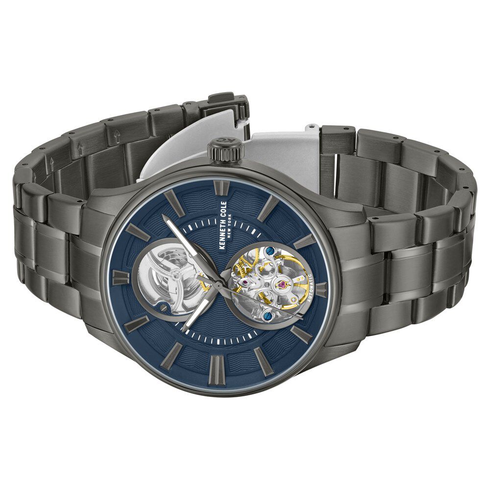 Kenneth Cole Automatic Blue Dial With Grey Stainless Steel Strap Watch For Men KCWGY0049803MN