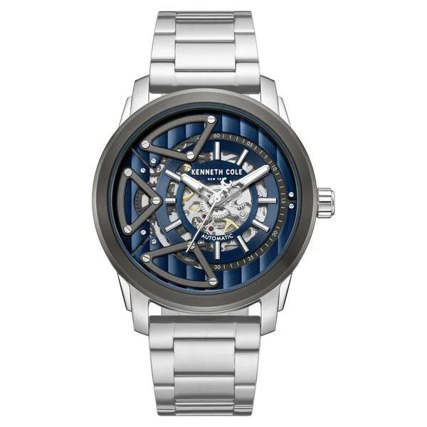 Kenneth Cole Automatic Blue Dial Silver Colour Stainless Steel Strap Watch For Men kcwgy0064903mn