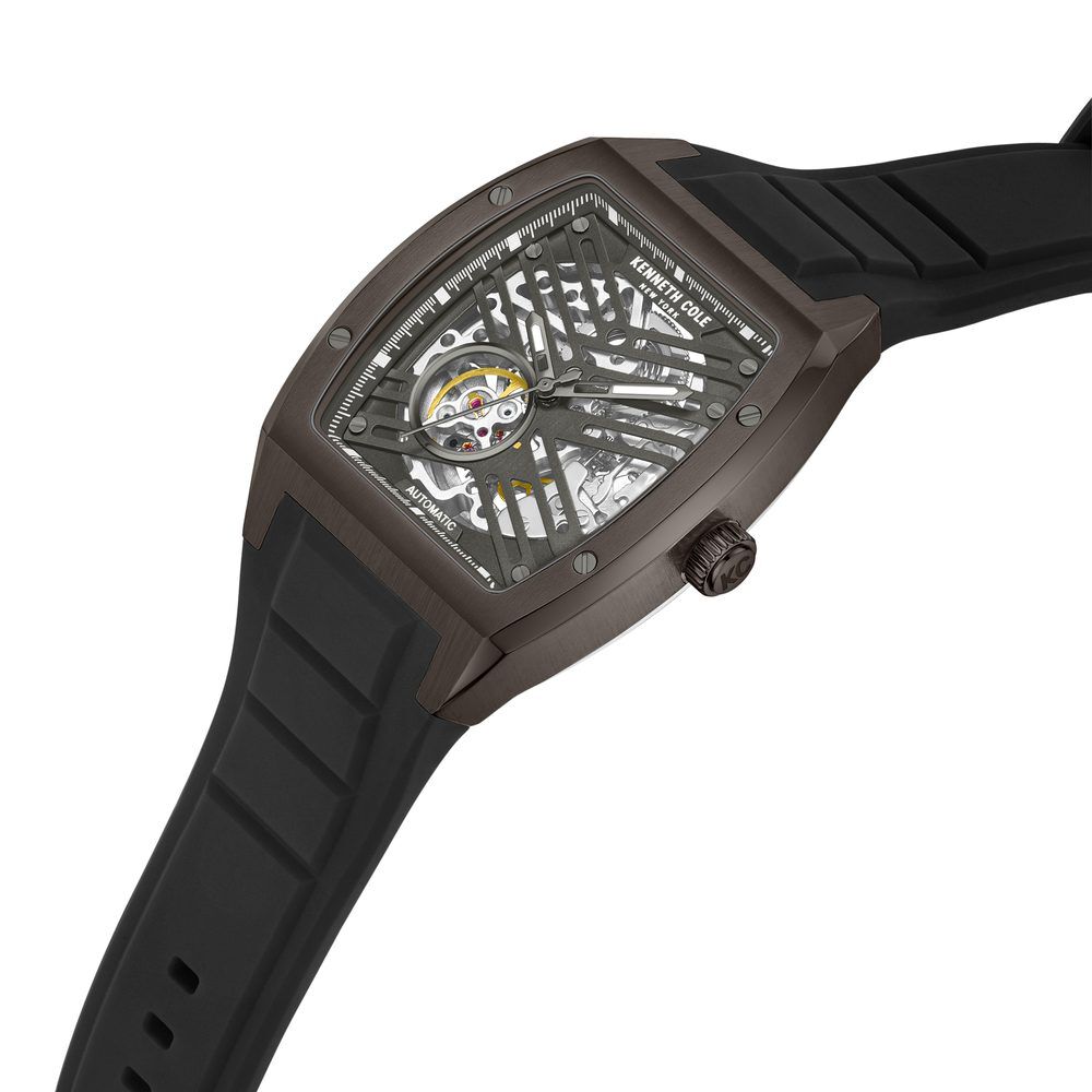 Kenneth Cole Automatic Grey Dial With Black Silicone Strap Watch For Men KCWGZ0046102MN
