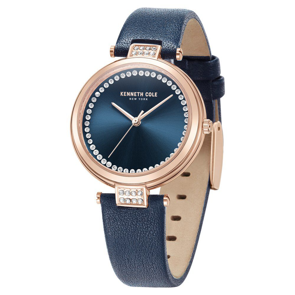 Kenneth Cole Quartz Analog Blue Dial Blue Leather Strap Watch for Women KCWLA0026803LD