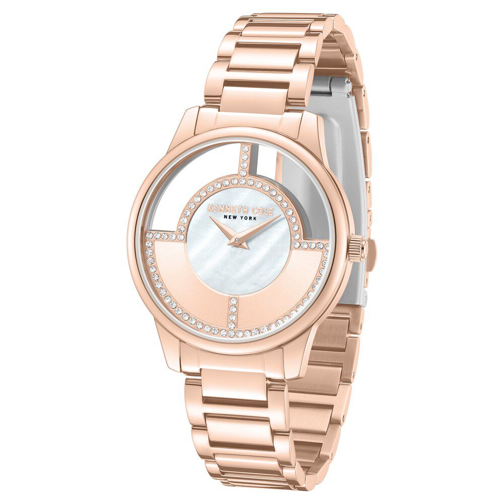 Kenneth Cole Quartz Analog Mother of Pearl Dial Stainless Steel Strap Watch For Women KCWLG0061501LD