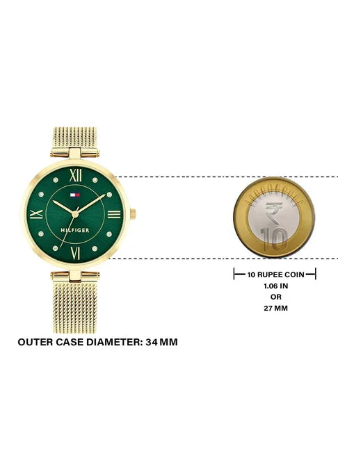 TOMMY HILFIGER Green Dial Watch for Women TH1782711