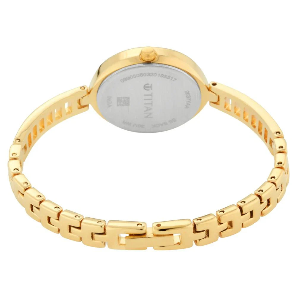 Titan Quartz Analog Golden Dial Metal Strap Women Watch  NS2637YM01