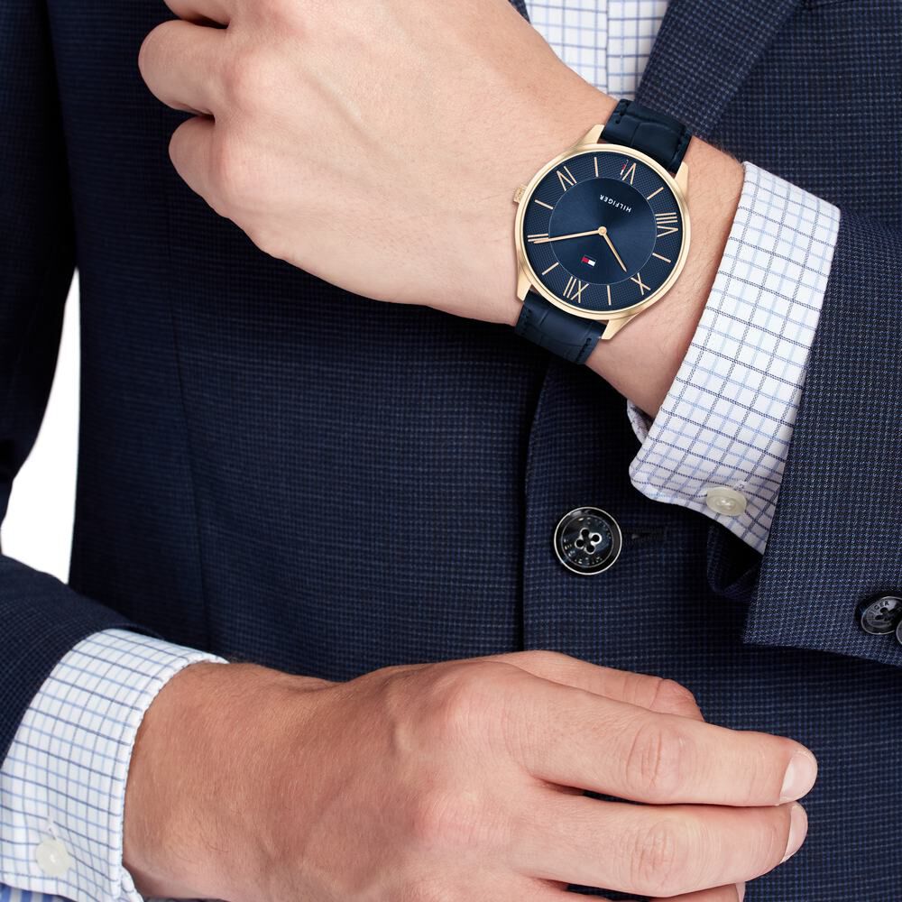 Tommy Hilfiger Blue Dial Blue Leather Strap Watch for Men TH1710517