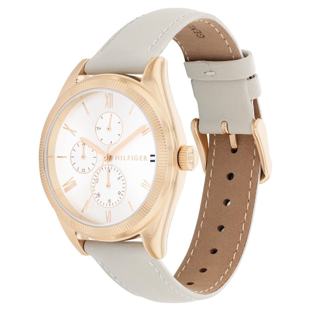 Tommy Hilfiger Quartz Analog with Date Silver Dial Leather Strap Watch for Women TH1782595