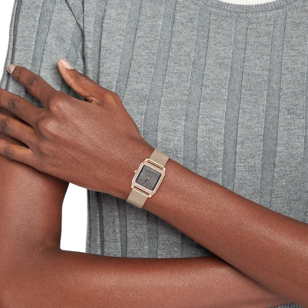 Tommy Hilfiger Grey Dial Golden Stainless Steel Strap Watch for Women TH1782610