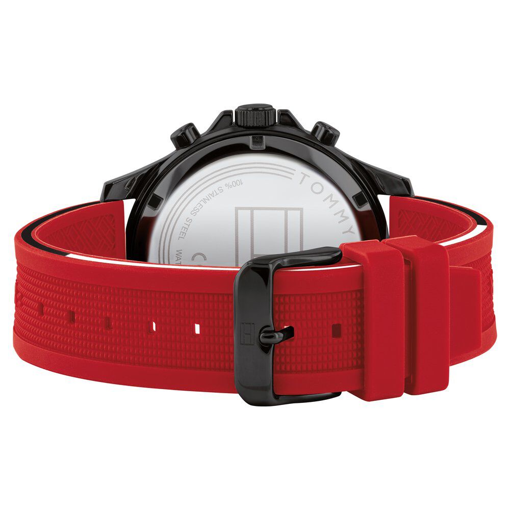 Tommy Hilfiger Quartz Multifunction Black Dial Silicone Strap Watch for Men-NTTH1791722