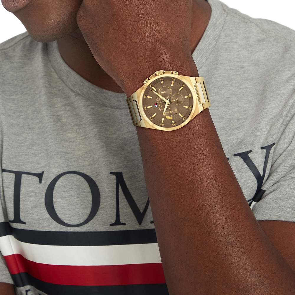 Tommy Hilfiger Quartz Multifunction Brown dial Stainless Steel Strap Watch for Men TH1792090