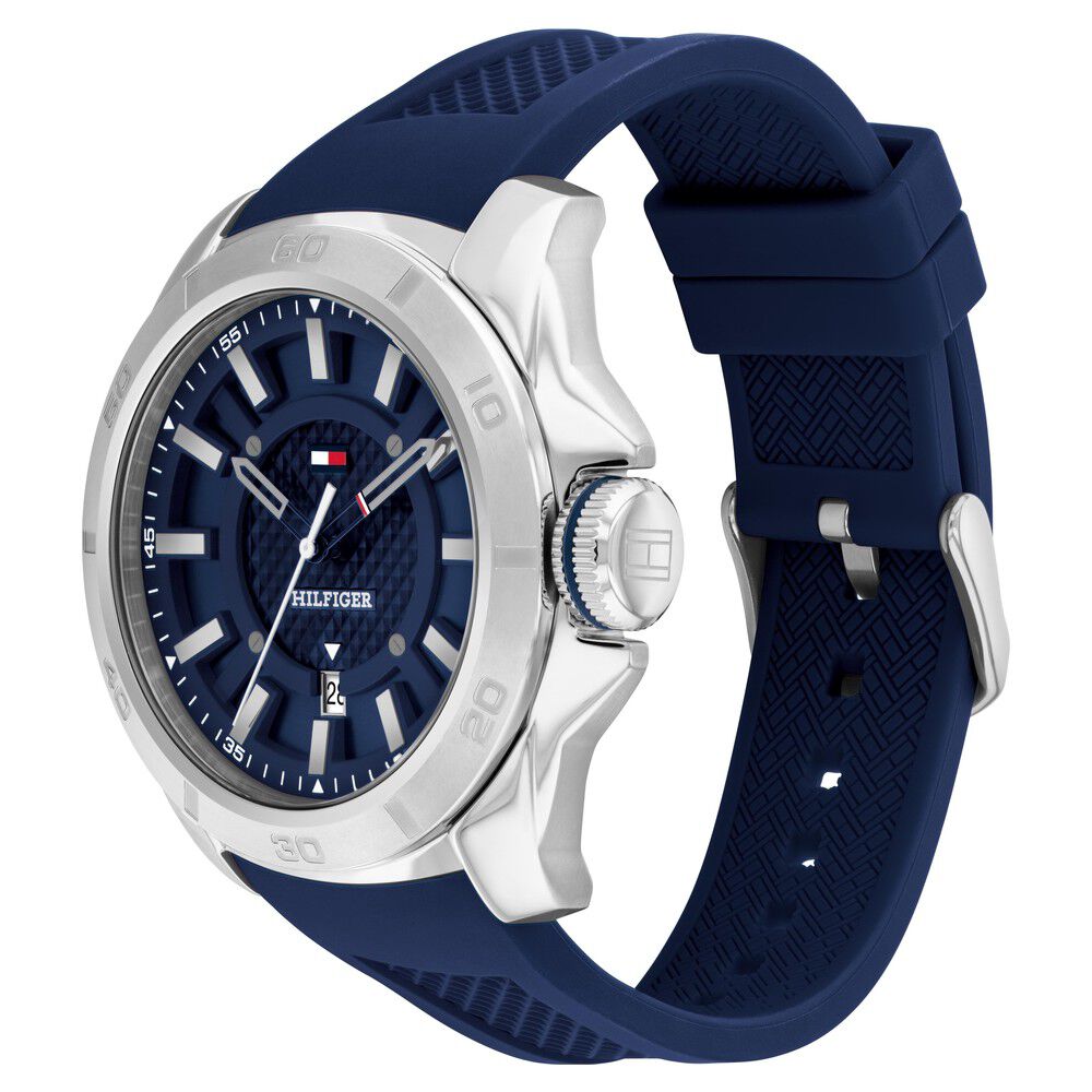Tommy Hilfiger Quartz Analog with Date Blue Dial Blue Silicone Strap Watch for Men-NTTH1792134