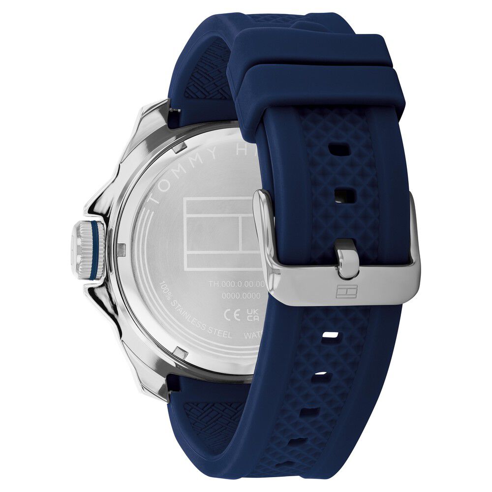 Tommy Hilfiger Quartz Analog with Date Blue Dial Blue Silicone Strap Watch for Men-NTTH1792134