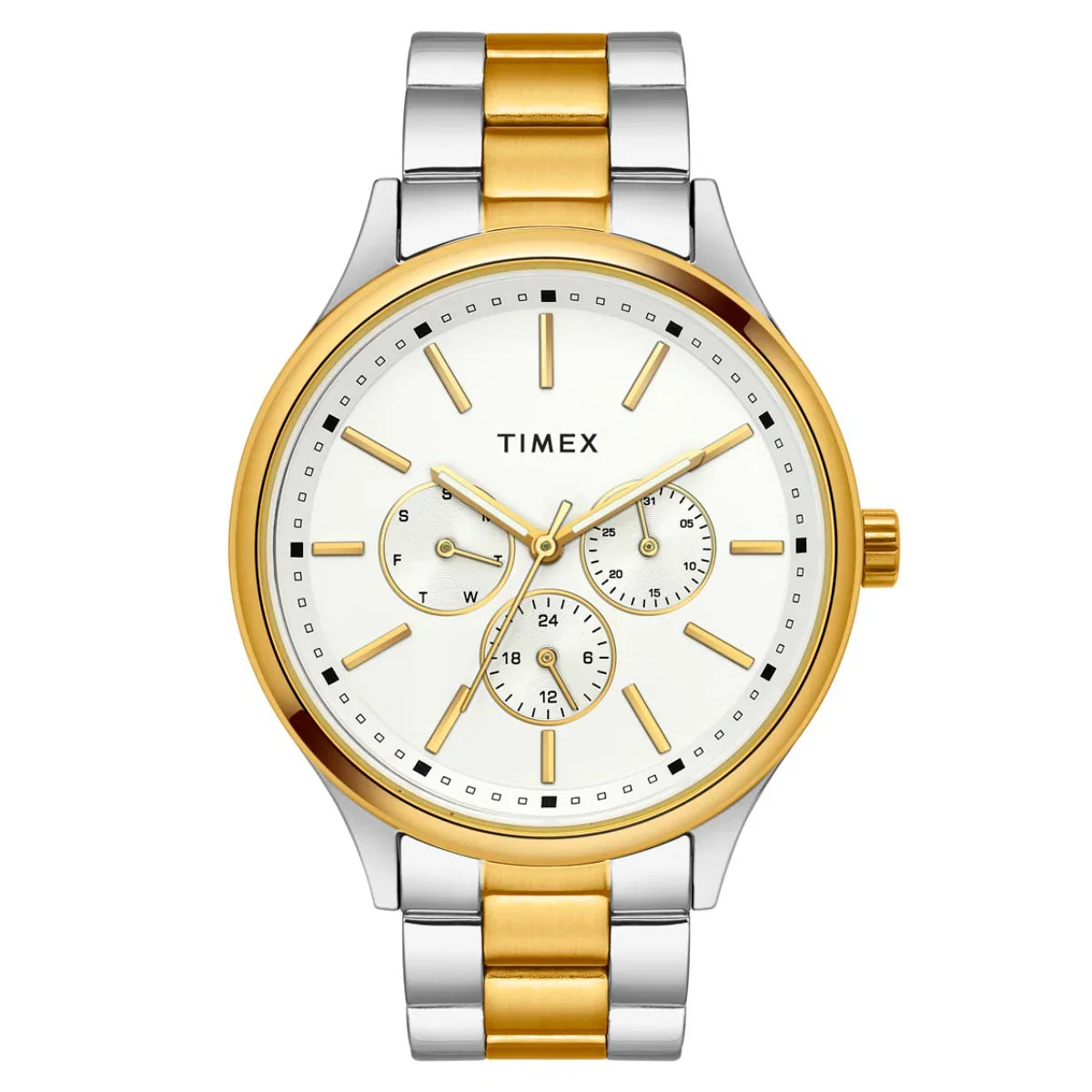 Timex Men Multifunction White Round Brass Dial Watch - TWEG18424