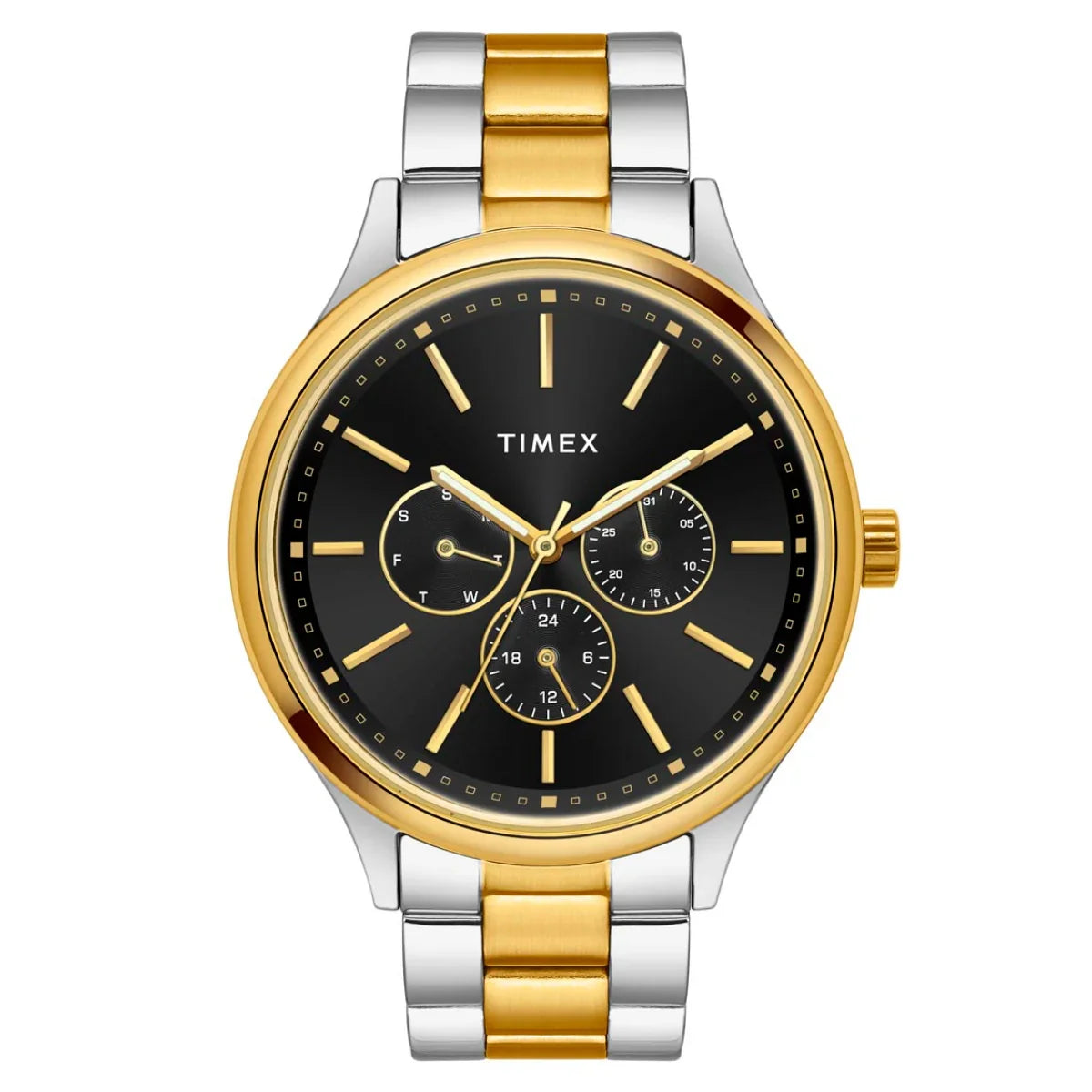 Timex Men Multifunction Black Round Brass Dial Watch - TWEG18425