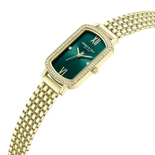 Kenneth Cole Quartz Analog Green Dial Golden Colour Stainless Steel Strap Watch For Women kcwlg0065802ld
