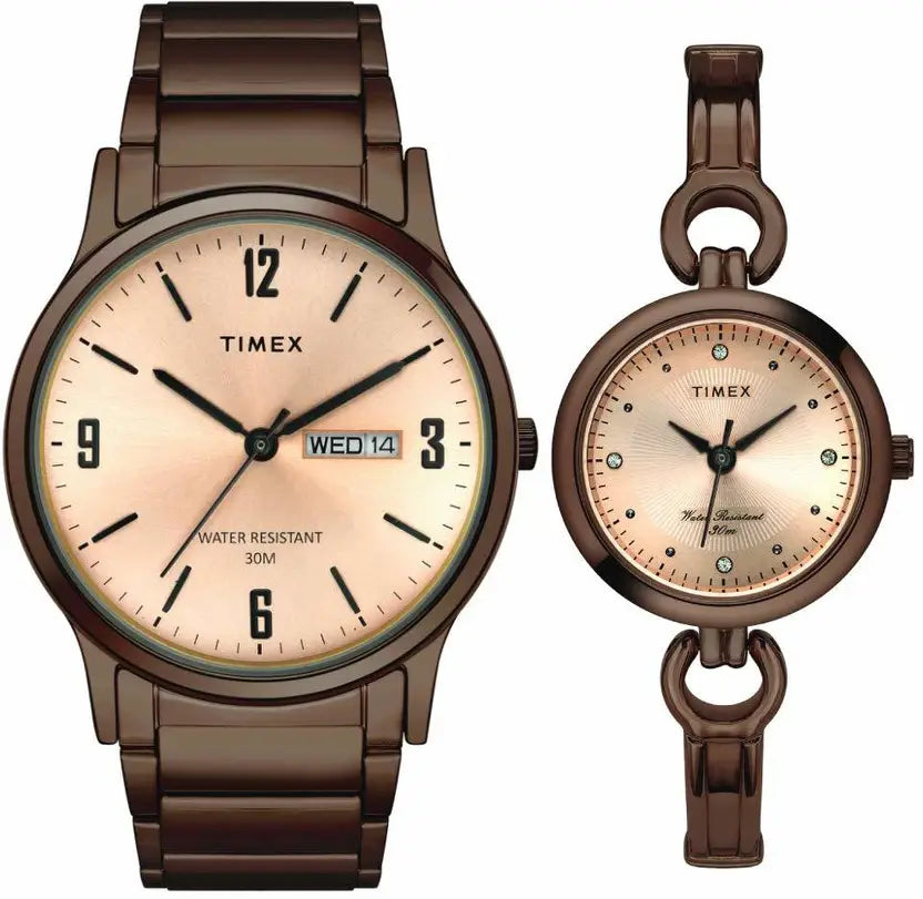 Timex Classics Pairs Rose Gold Dial Analog Stainless Steel Watch - TW00PR265