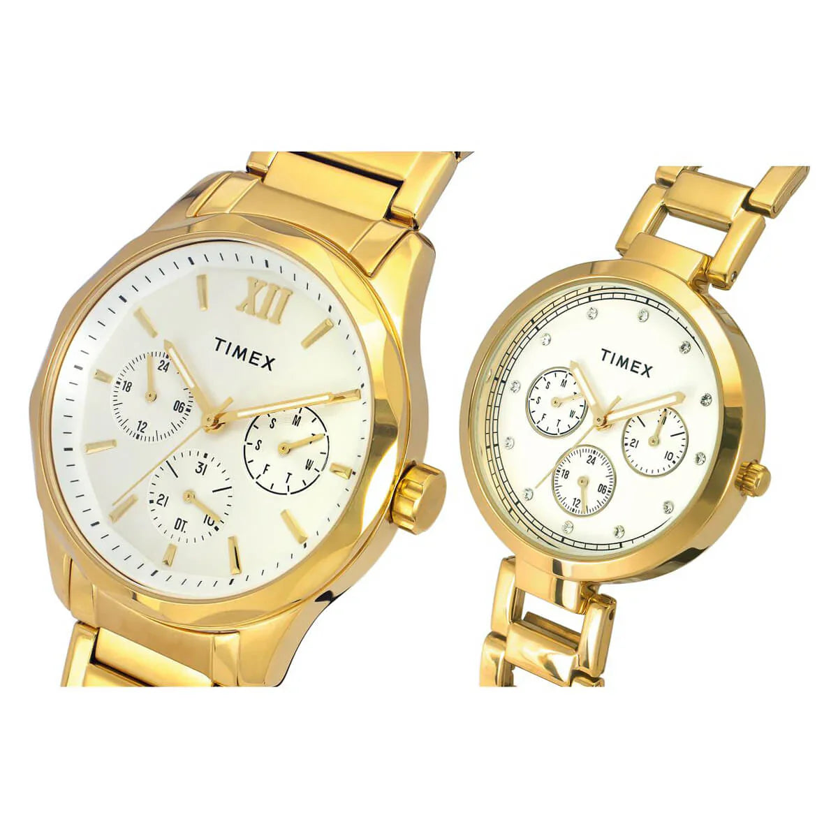 Timex Empera Pairs Silver Dial Round Case Multifunction Function Watch - TW00PR277
