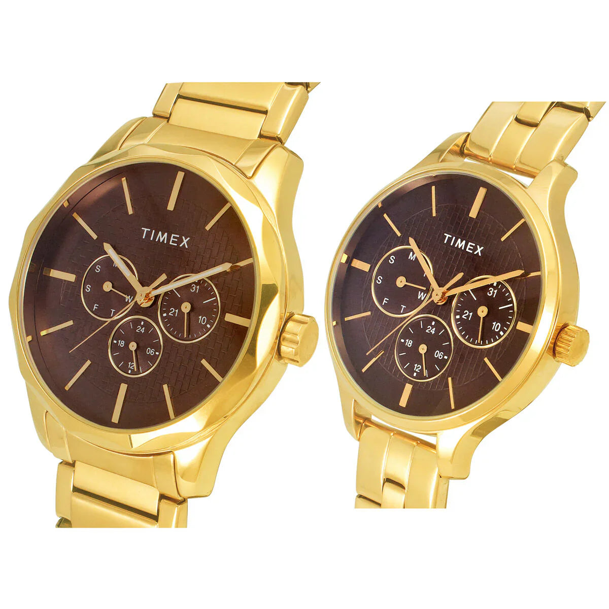 Timex Chronograph Brown Stainless Steel Couple Watch - TW00PR297